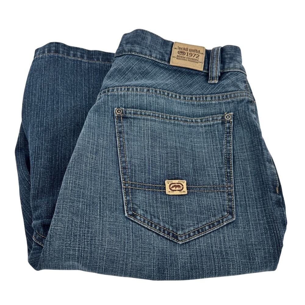 Ecko Unltd Shorts Mens 30 (31x11 ACTUAL) Clifton Short Baggy Blue Denim Vintage